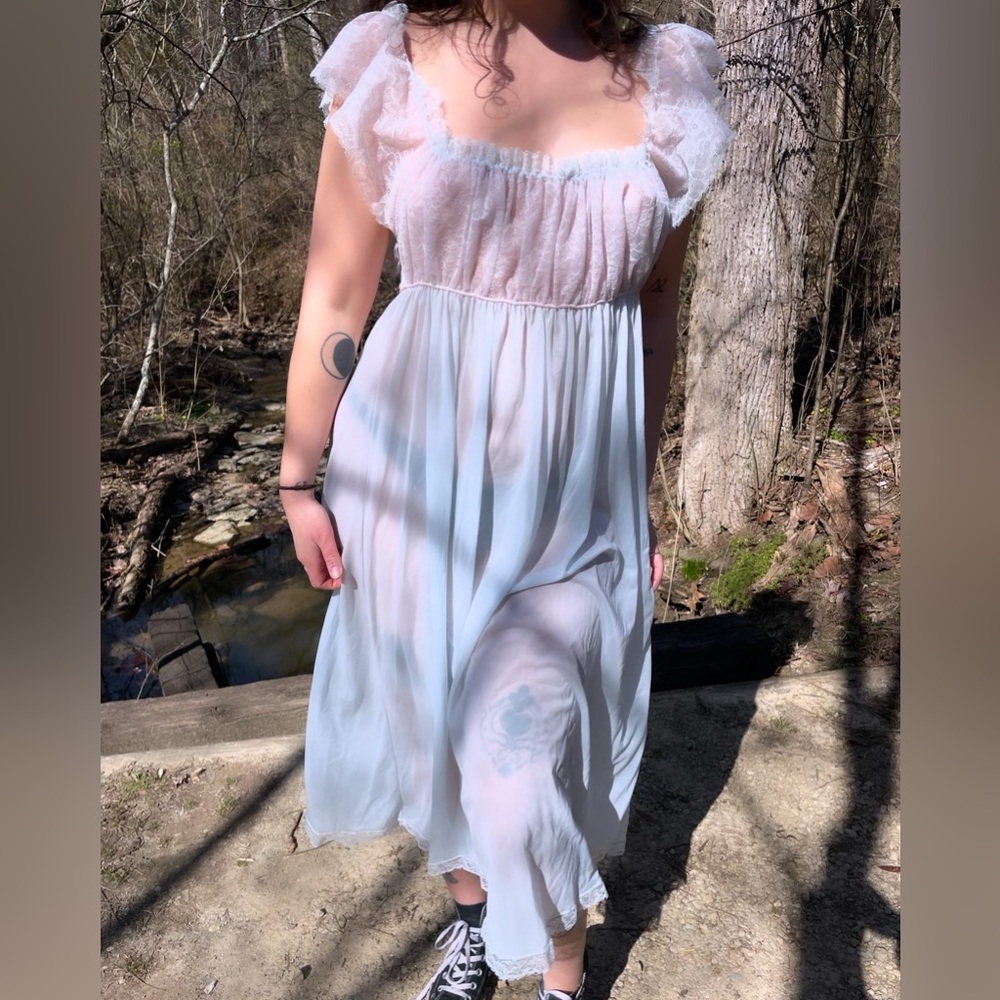 Blush blue sheer nightgown vintage